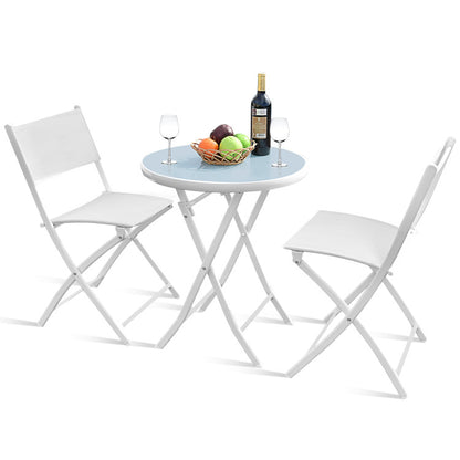 3-Piece Patio Folding Bistro Set for Balcony or Outdoor Space