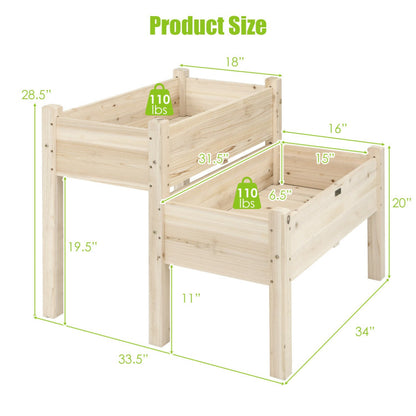 2 Tier Wooden Raised Garden Bed