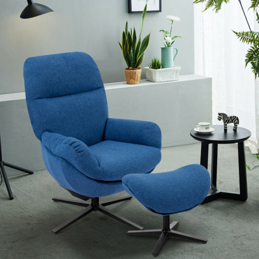 Modern Swivel Rocking Chair and Ottoman Set with Aluminum Alloy Base