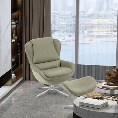 Swivel Top Grain Leather Lounge Armchair Rocking Chair with Ottoman