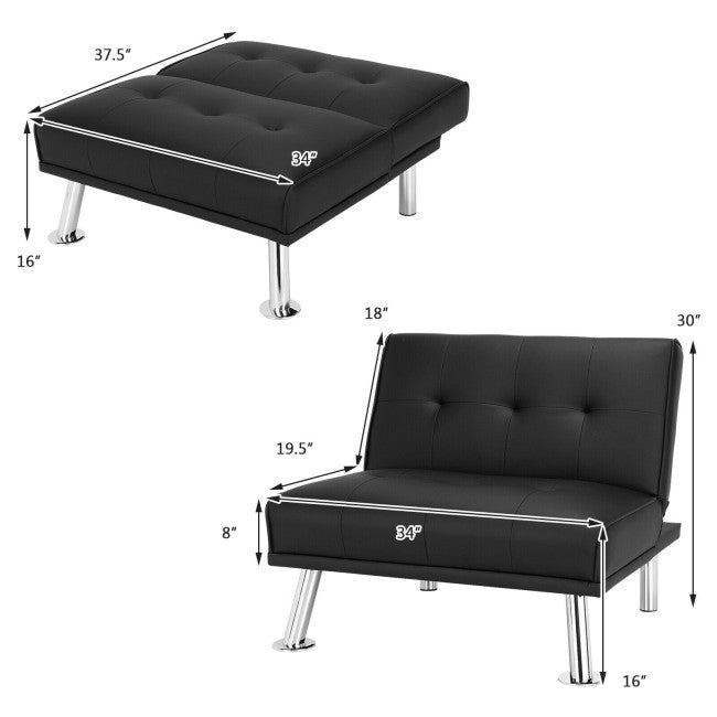 Single Sofa Lounge Chair with Metal Legs and Adjustable Backrest