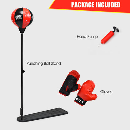 Kids Punching Bag with Adjustable Stand and Boxing Gloves