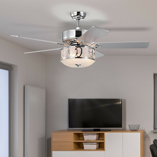 52 Inch Ceiling Fan with Light Reversible Blade and Adjustable Speed