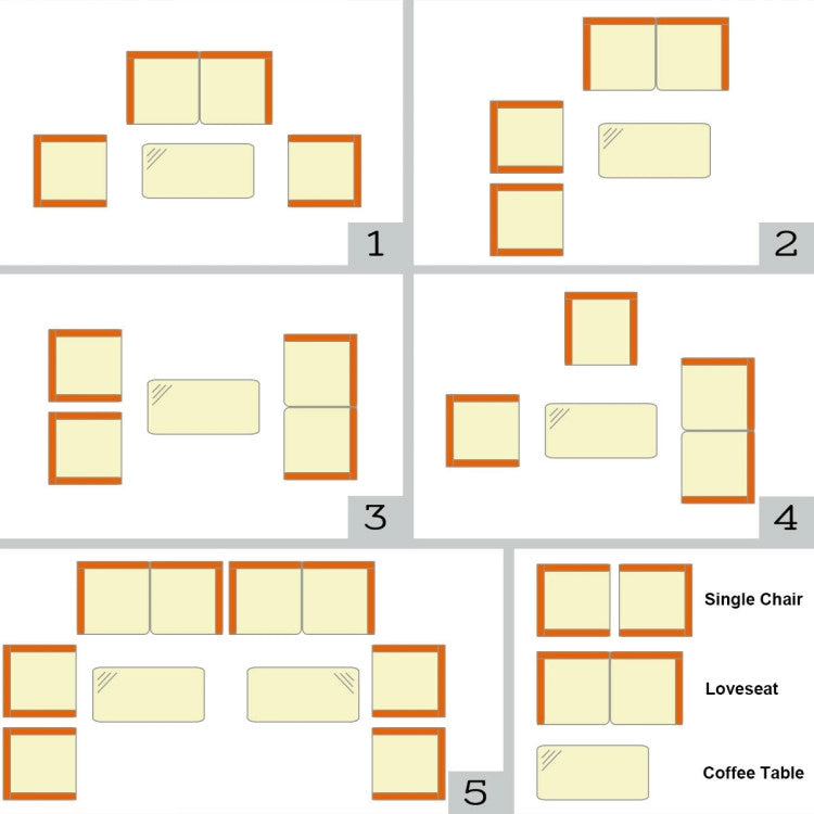 4 Pieces Comfortable Outdoor Rattan Sofa Set with Glass Coffee Table