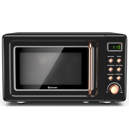 700W Retro Countertop Microwave Oven with 5 Micro Power and Auto Cooking Function