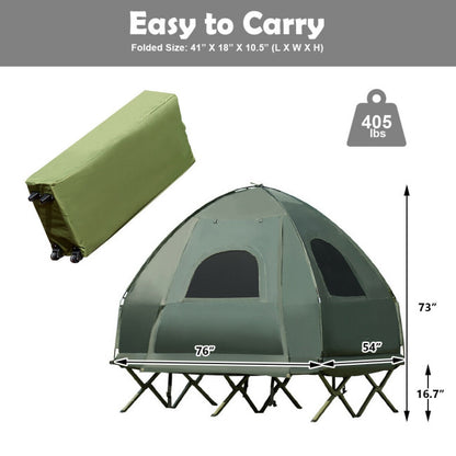 2-Person Foldable Outdoor Camping Tent Cot with Air Mattress and Sleeping Bag
