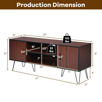 59 Inches Retro Wooden TV Stand for TVs up to 65 Inches