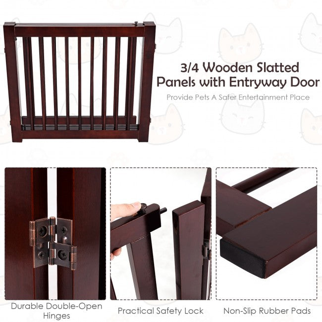 24 Inch Configurable Folding 3 Panel Wood Dog Fence