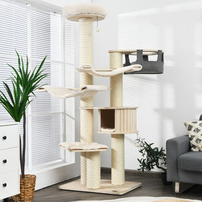 77.5-Inch Cat Tree Condo Multi-Level Kitten Activity Tower with Sisal Posts