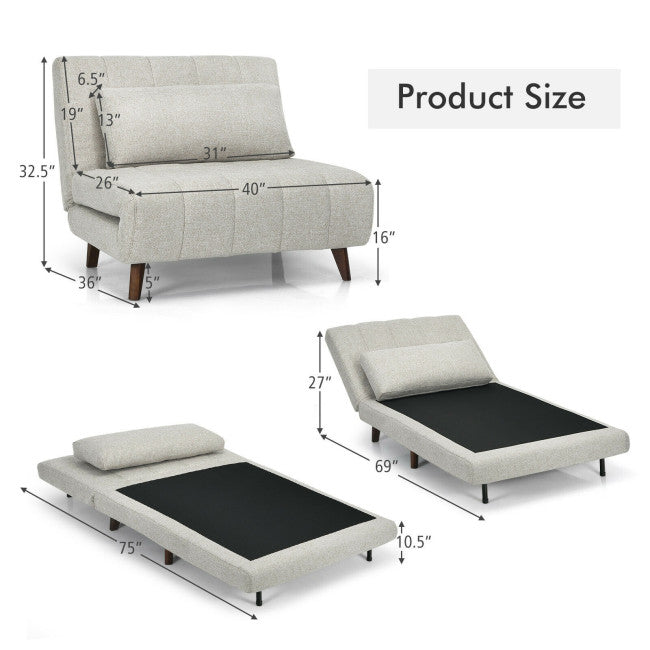 3 Position Folding Convertible Sofa Bed with Pillow