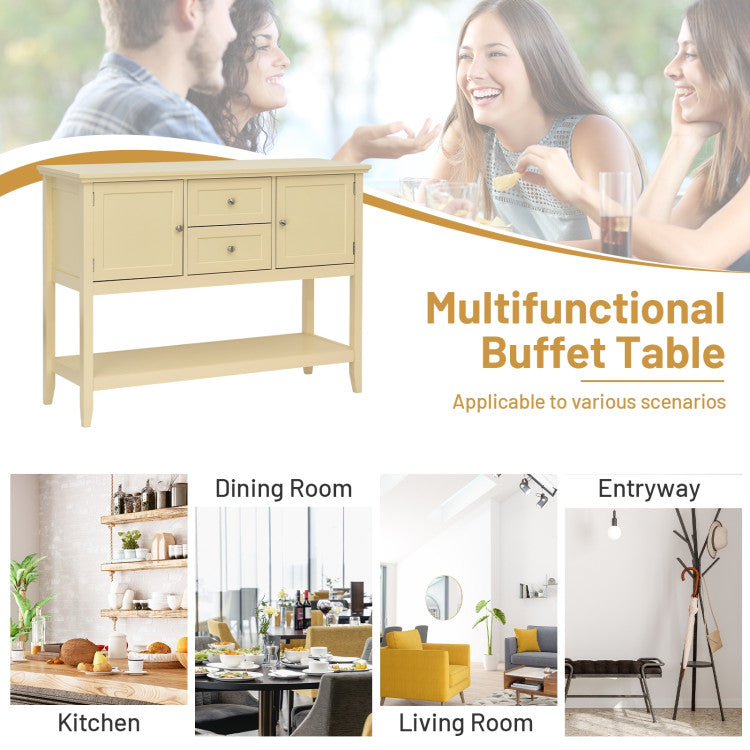 Costway Wooden Sideboard Buffet Console Table with Drawers and Storage