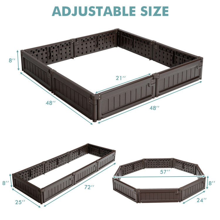 4 x 4 Feet Raised Garden Bed Kit Outdoor Planter Box with Open Bottom Design