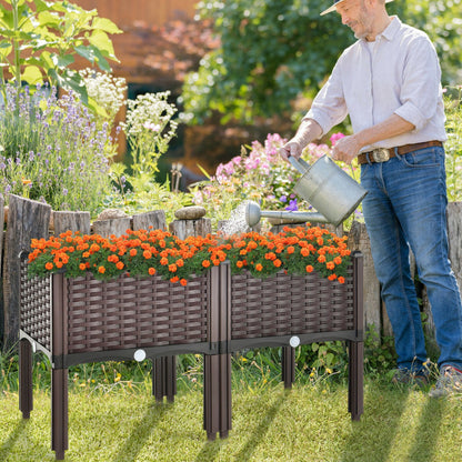 2-Set Elevated Plastic Raised Garden Bed Planter Kit