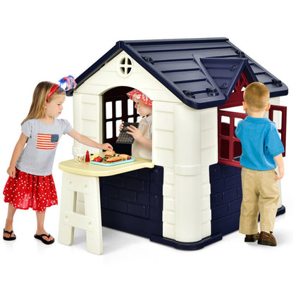 Costway Kid’s Playhouse Pretend Toy House For Boys and Girls 7 Pieces Toy Set