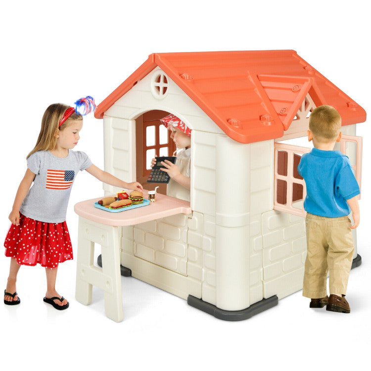 Costway Kid’s Playhouse Pretend Toy House For Boys and Girls 7 Pieces Toy Set