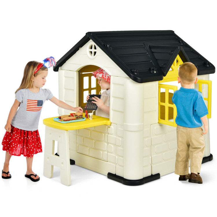 Costway Kid’s Playhouse Pretend Toy House For Boys and Girls 7 Pieces Toy Set