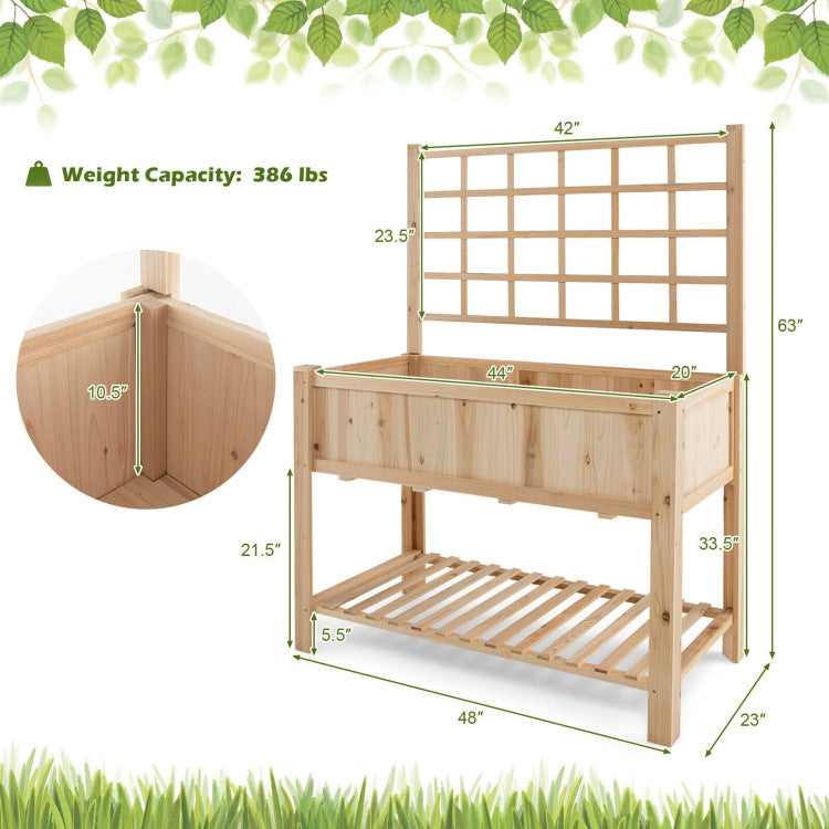 Costway Wooden Raised Garden Bed with Trellis