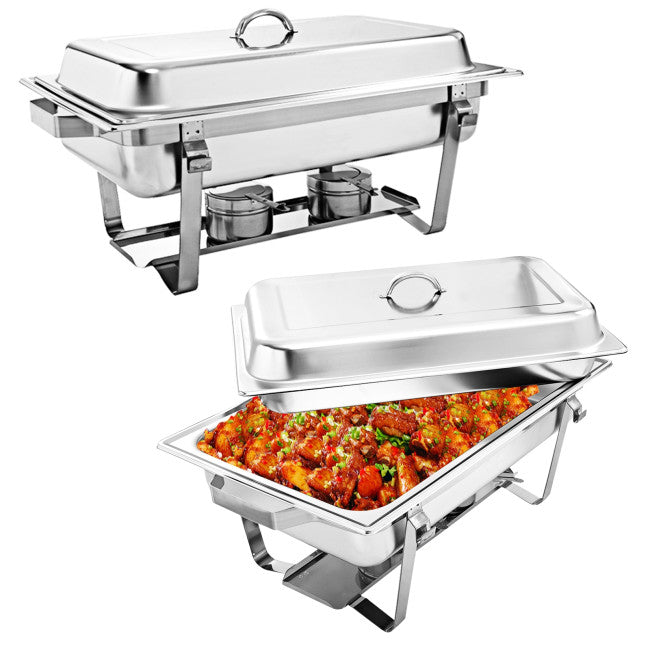 2 Packs Chafing 9 Quart Stainlessl Rectangular Chafer Buffet