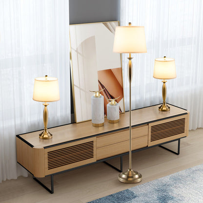 3-Piece Modern Nickel Finish Lamp Set