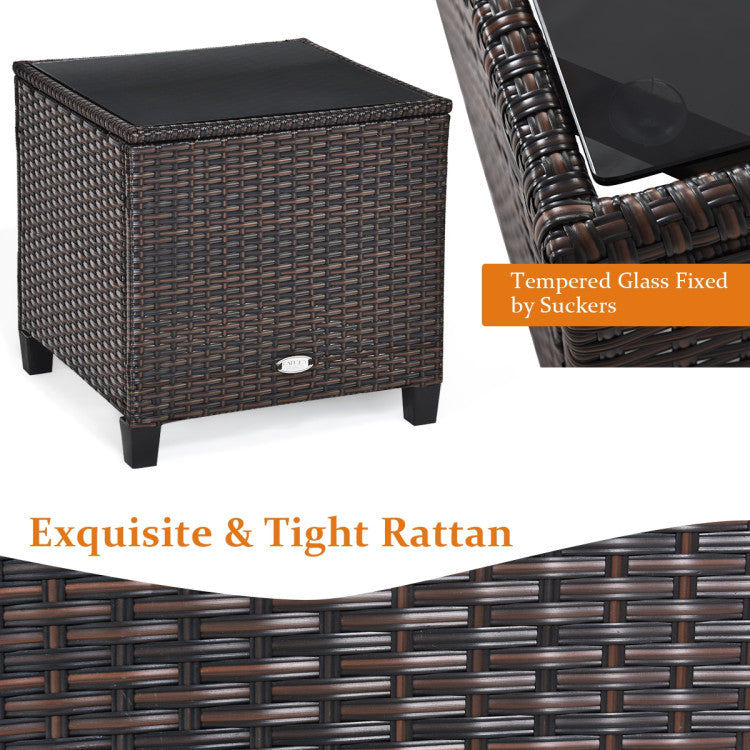 3-Piece Rattan Patio Furniture Set with Washable Cushion