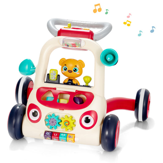2-in-1 Sit-to-Stand Baby Walker with Music and Light