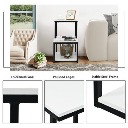 3-Tier Ladder-Shaped Chair Side Table with Storage Shelf