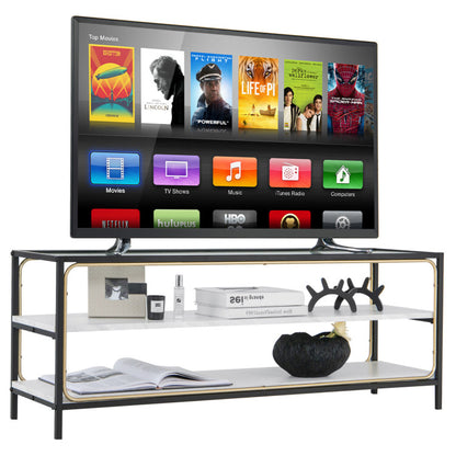 3-Tier TV Stand for TVs up to 50 Inch with Tempered Glass Top