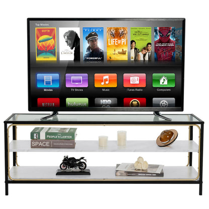 3-Tier TV Stand for TVs up to 50 Inch with Tempered Glass Top