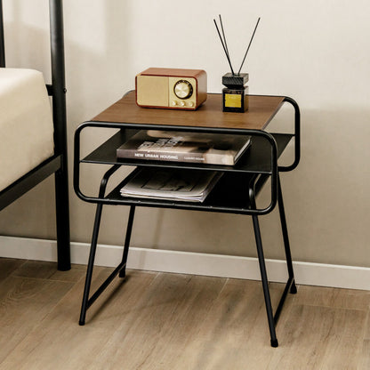 3-tier Compact Side End Table with Storage Shelf