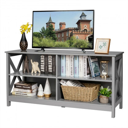 Wooden TV Stand Entertainment Media Center with Cable Management for Home