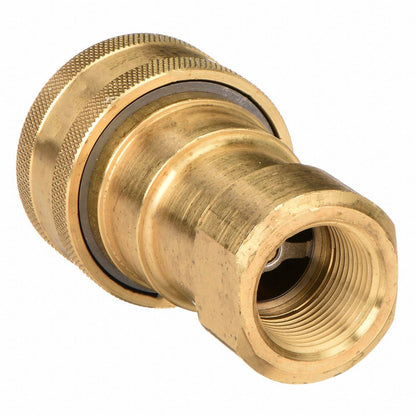 Hydraulic Quick Connect Hose Coupling, Brass Body, Sleeve Lock, 3/4"-14 Thread Size, 60 Series