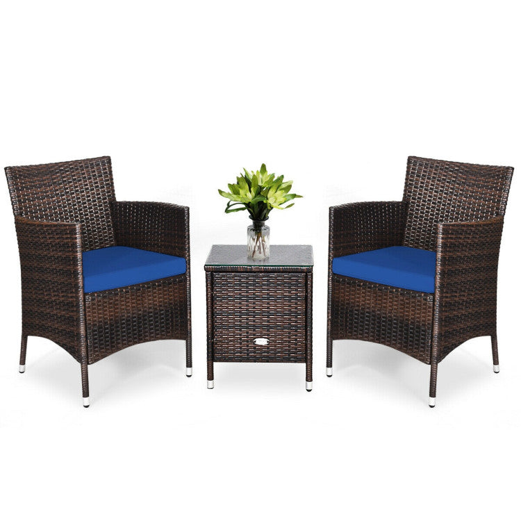 3-Piece Ergonomic Wicker Patio Conversation Set