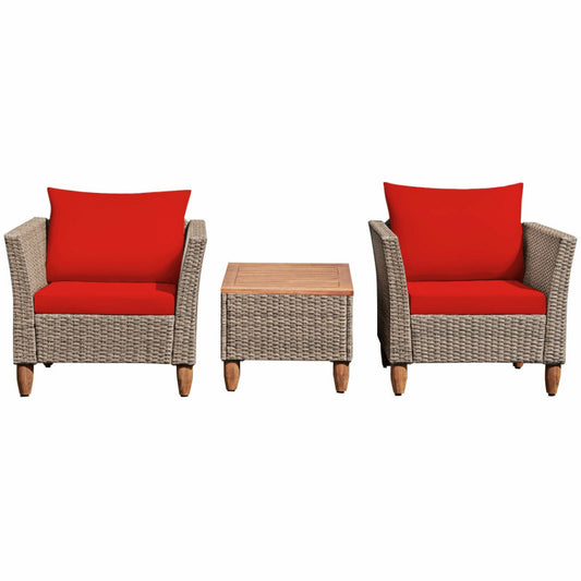 3-Piece Patio Rattan Bistro Furniture Set