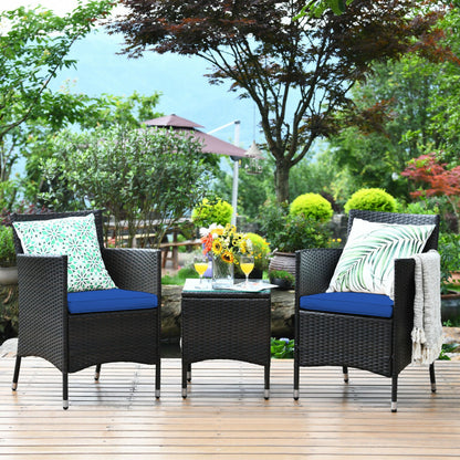 3-Piece Ergonomic Wicker Patio Conversation Set