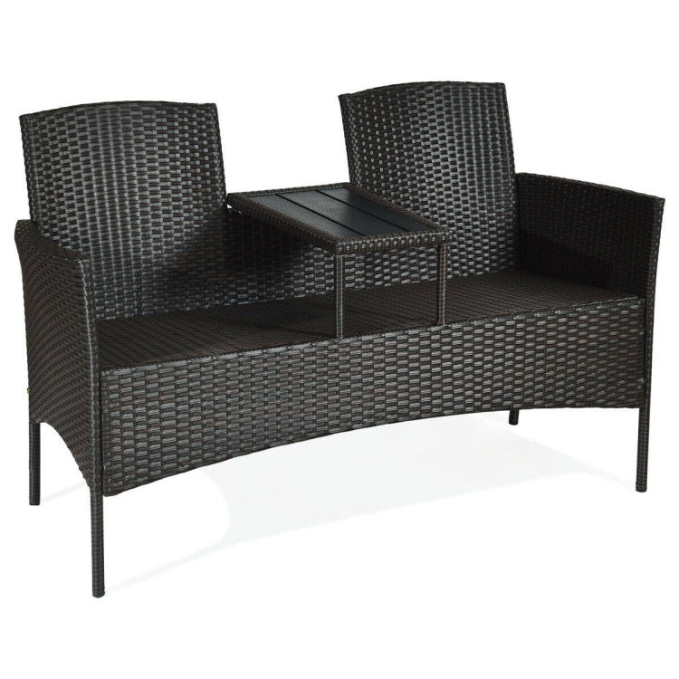 Modern Patio Set with Built-in Coffee Table and Cushions