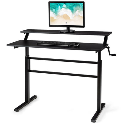 2-Tier Height Adjustable Sit to Standing Desk with Monitor Stand