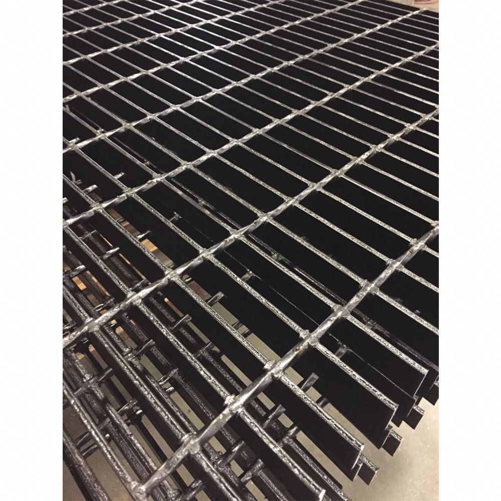 Bar Grating, Smooth, 24 in L, 36 in W, 0.75 in H, Black Painted Steel Finish