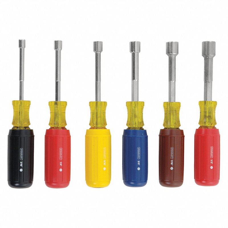Nut Driver Set, 6 Pieces, SAE, Solid