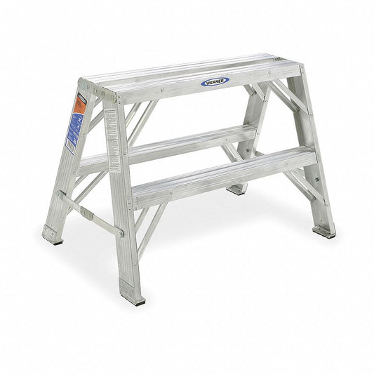2 Steps, Aluminum Step Stand, 300 lb. Load Capacity, Gray