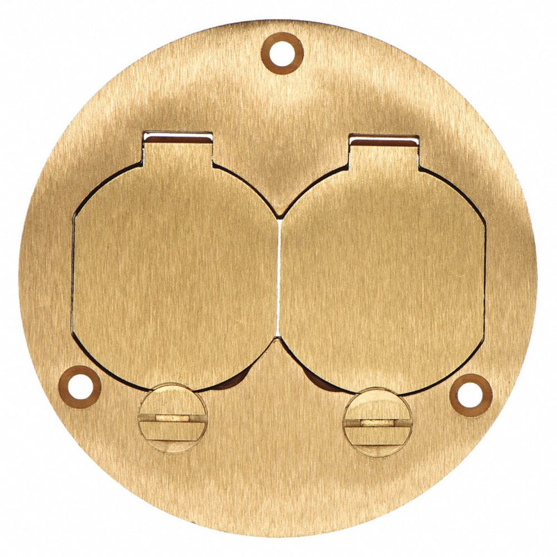 2-Gang Round Floor Box Cover Brass
