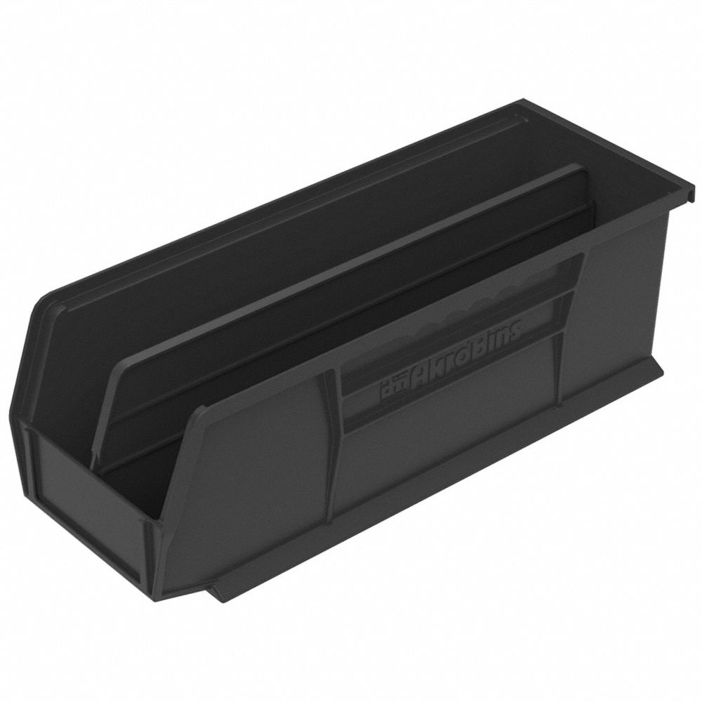 Akro-Mils 30234 AkroBins Plastic Storage Bin Hanging Stacking Containers, (15-Inch x 5-Inch x 5-Inch), Black