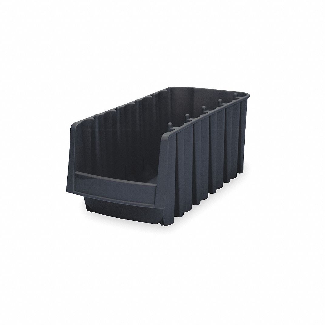 Akro-Mils 30778 Economy Stacking Shelf Plastic Storage Bins, (18-Inch x 8-3/8-Inch x 7-Inch), Black