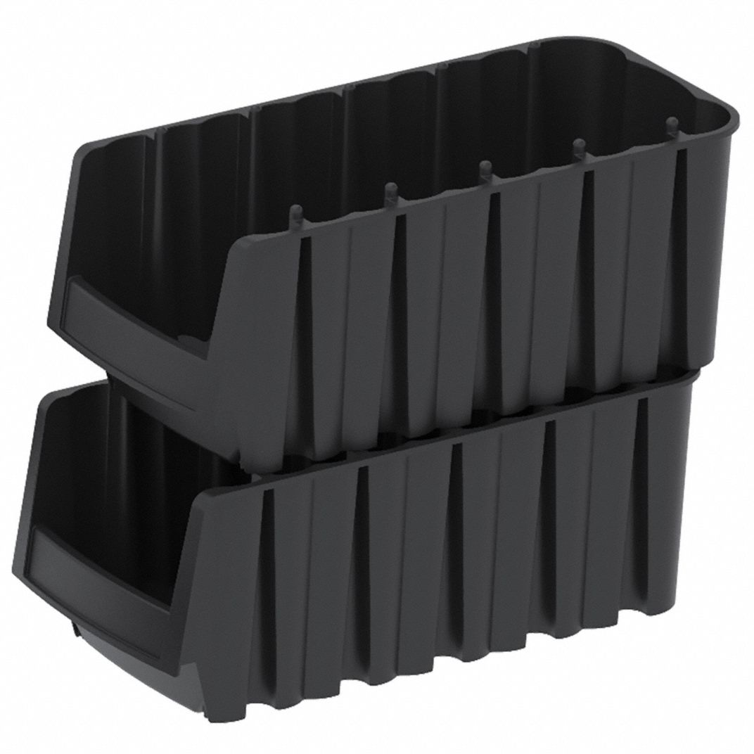 Akro-Mils 30778 Economy Stacking Shelf Plastic Storage Bins, (18-Inch x 8-3/8-Inch x 7-Inch), Black