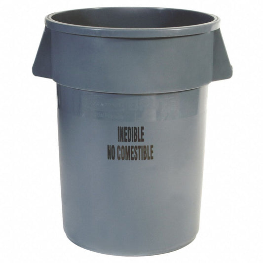 44 gal. Polyethylene Round Trash Can, Gray