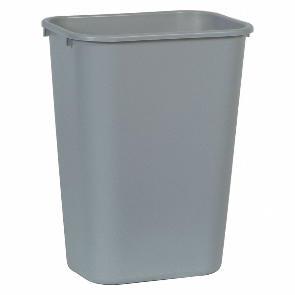 10 gal. LLDPE Rectangular Trash Can, Gray