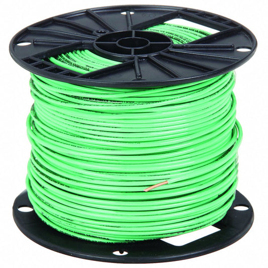 Building Wire, THHN, 12 AWG, 500 ft, Green, Nylon Jacket, PVC Insulation