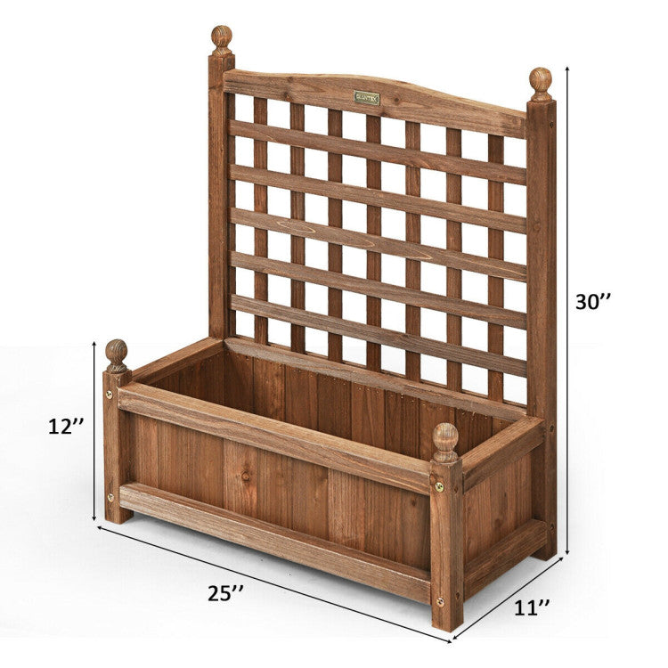 Weather-resistant Outdoor Solid Wood Planter Box With Trellis