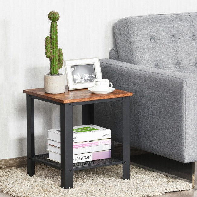 Industrial End Table 2-Tier Side Table