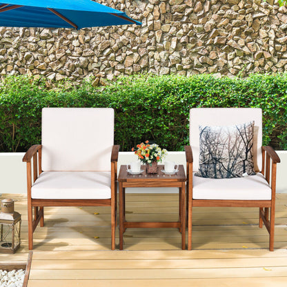 3-Piece Solid Wood Outdoor Sofa Furniture Set