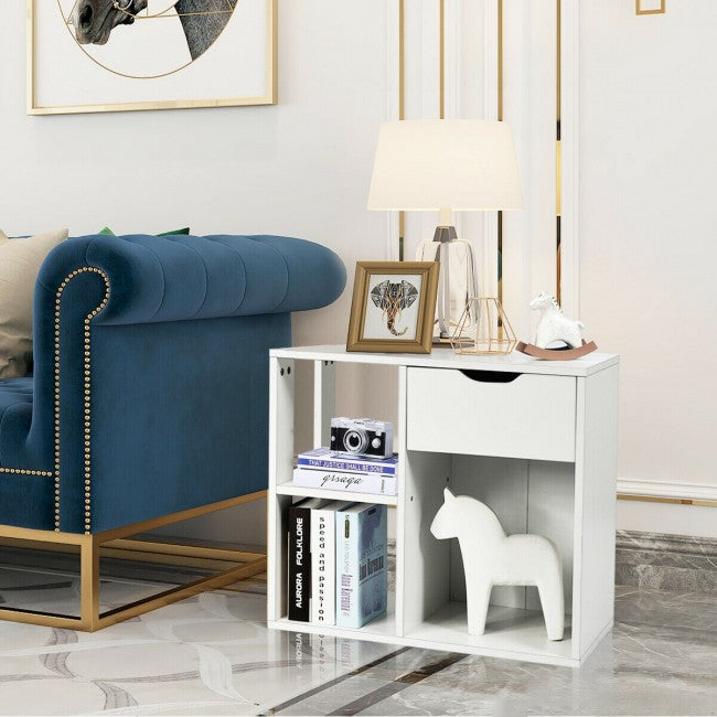 3-tier Side Table with Storage Shelf and Drawer Space